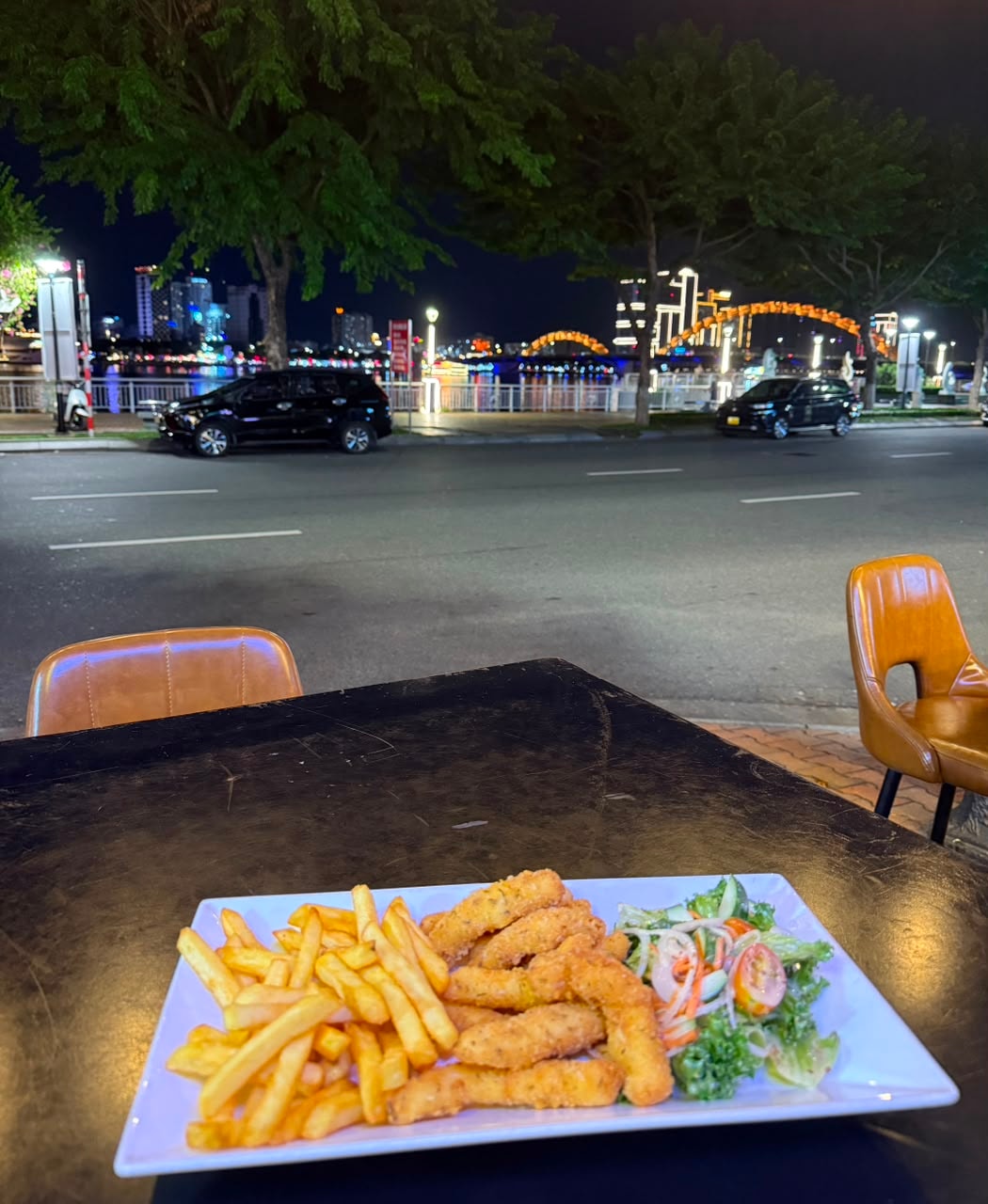 Fried shrimp and fries at Bamboo 2 Bar