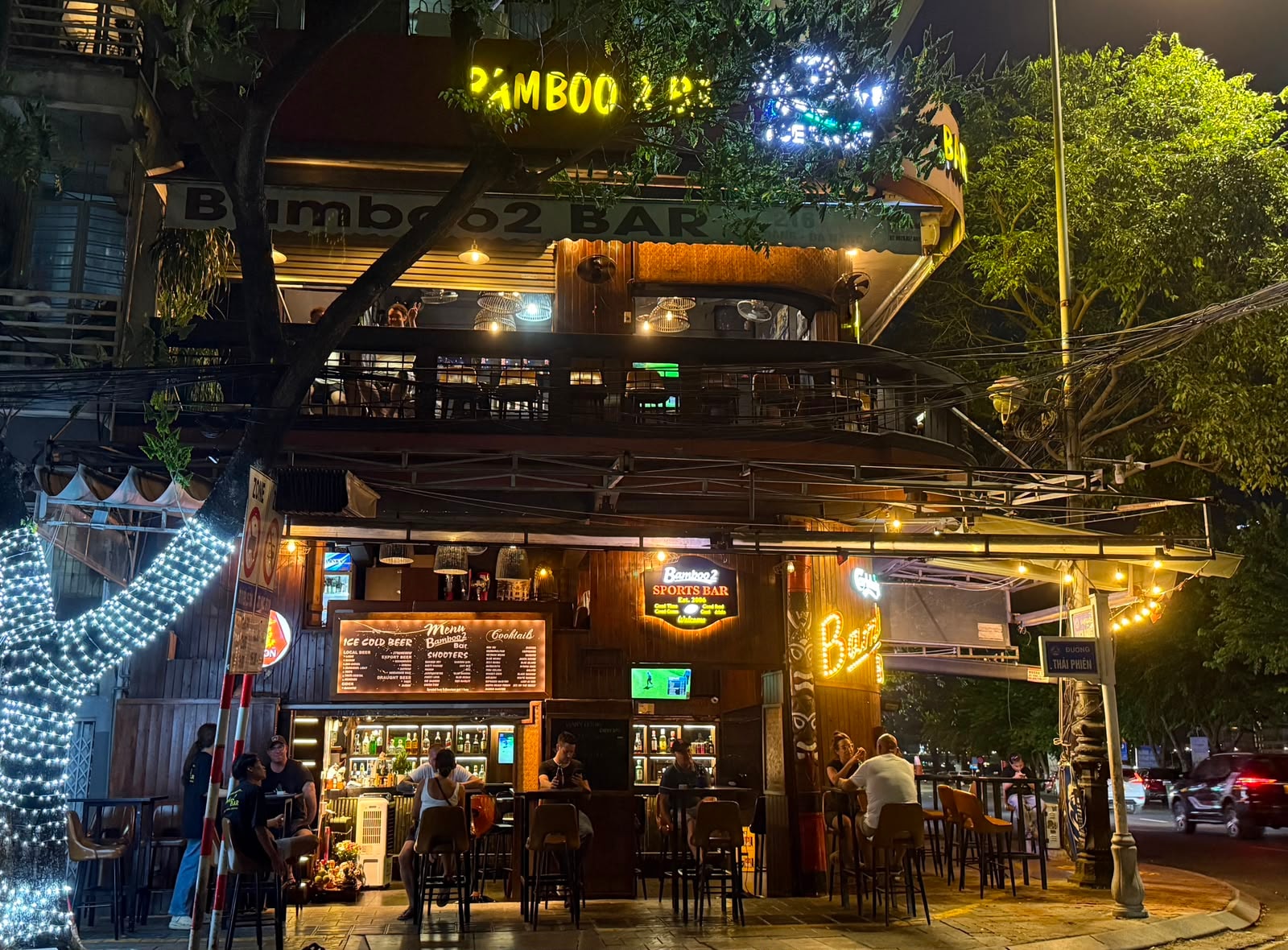Bamboo 2 Bar exterior at night — Da Nang