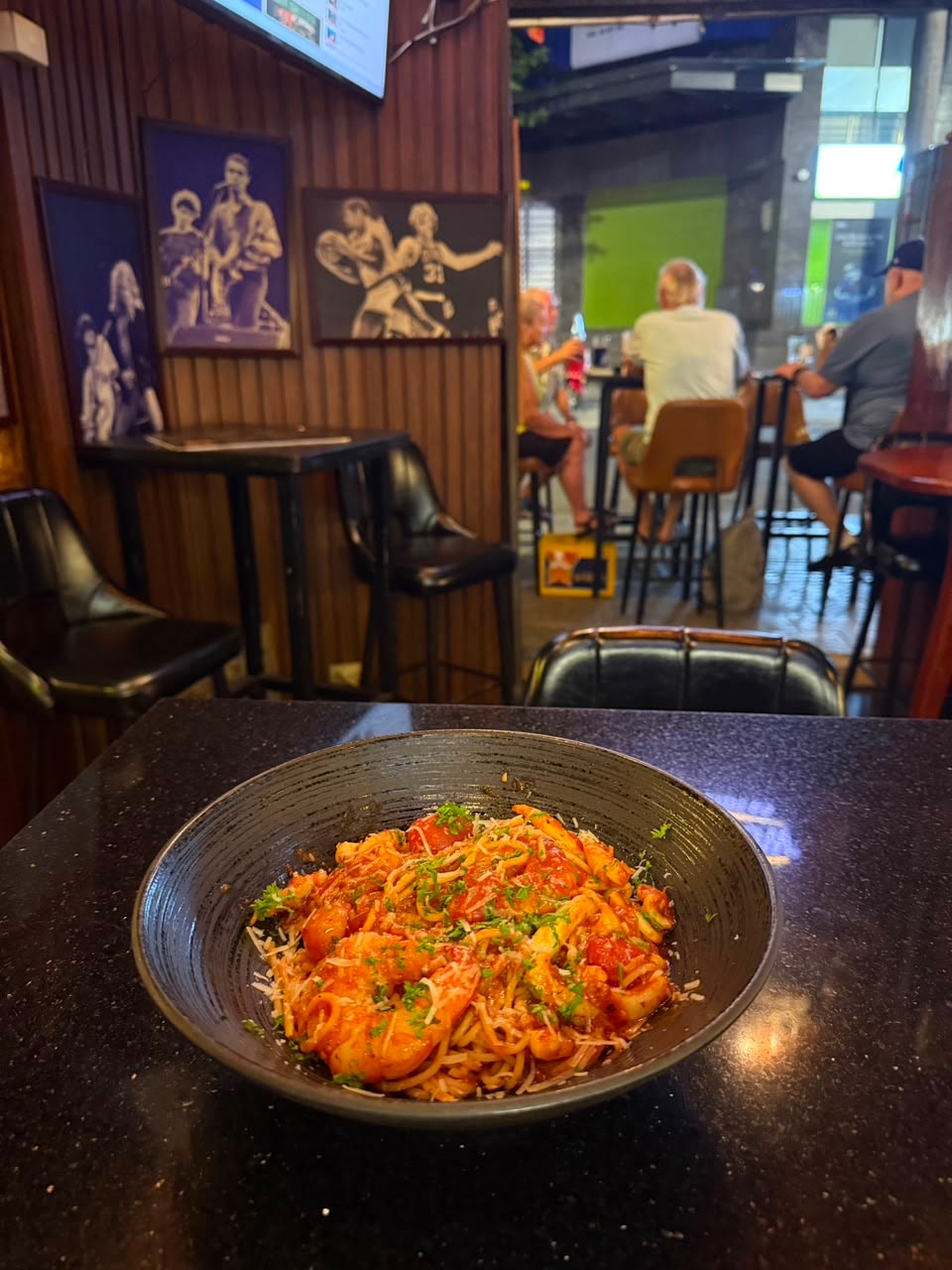 Spicy noodle bowl at Bamboo 2 Bar
