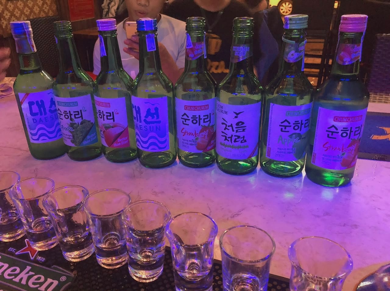 Soju bottles at Bamboo 2 Bar Da Nang